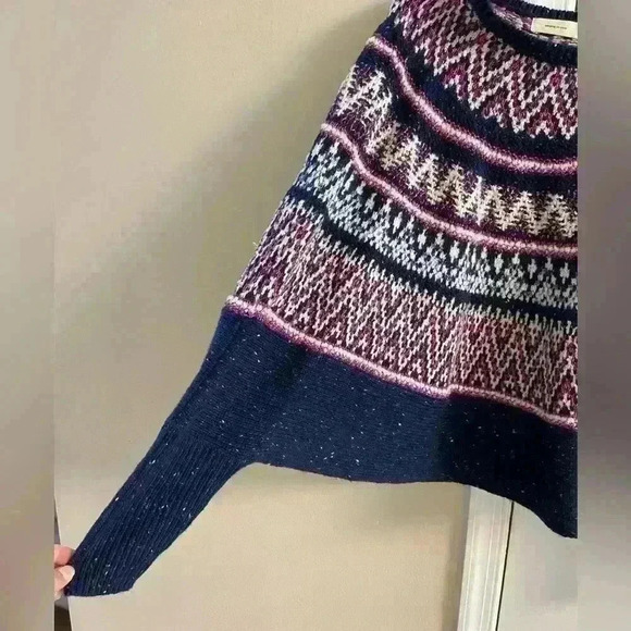 Anthropologie sleeping on snow midland Fair isle poncho sweater wool blend M/L - Picture 2 of 7
